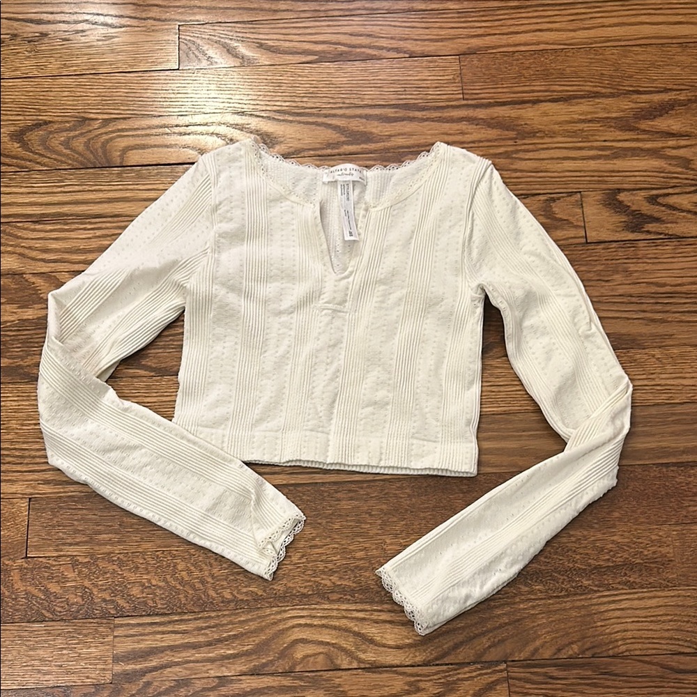 Altar’d State Cream Long Sleeve Top